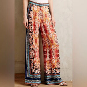 RANNA GILL by ANTHROPOLOGIE Samaire Wide Leg Pants in Blue‎ Motif